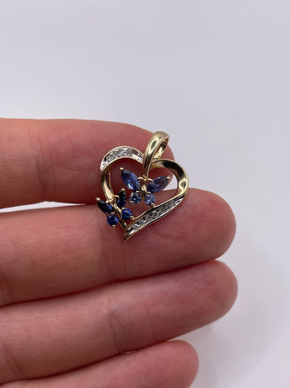 9ct gold iolite and diamond pendant