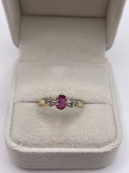 9ct gold ruby and diamond ring