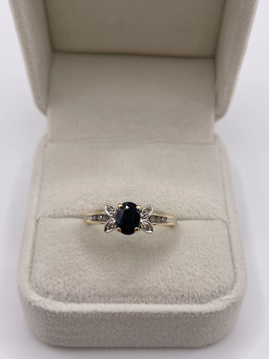 9ct gold sapphire and diamond ring