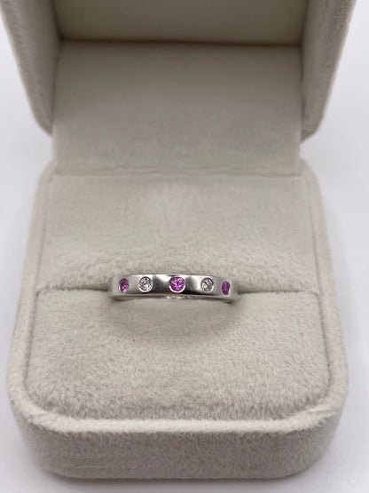 18ct white gold pink sapphire and diamond ring