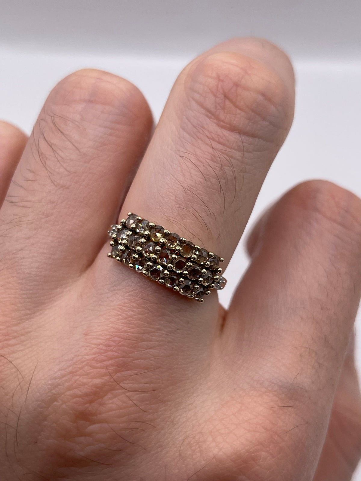 9ct gold rose cut diamond cluster ring