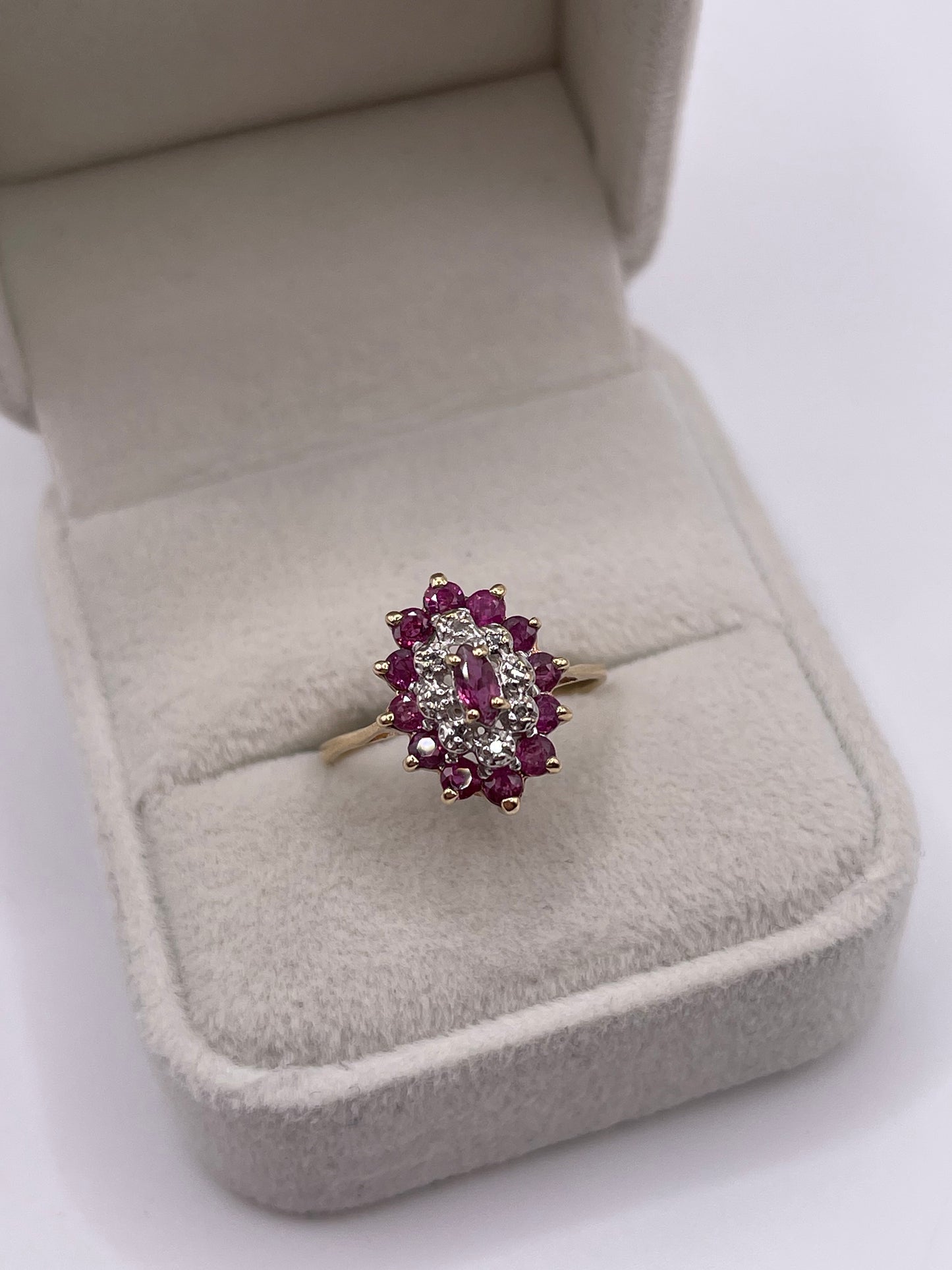 9ct gold ruby and diamond ring