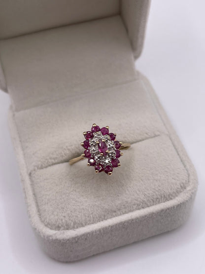 9ct gold ruby and diamond ring