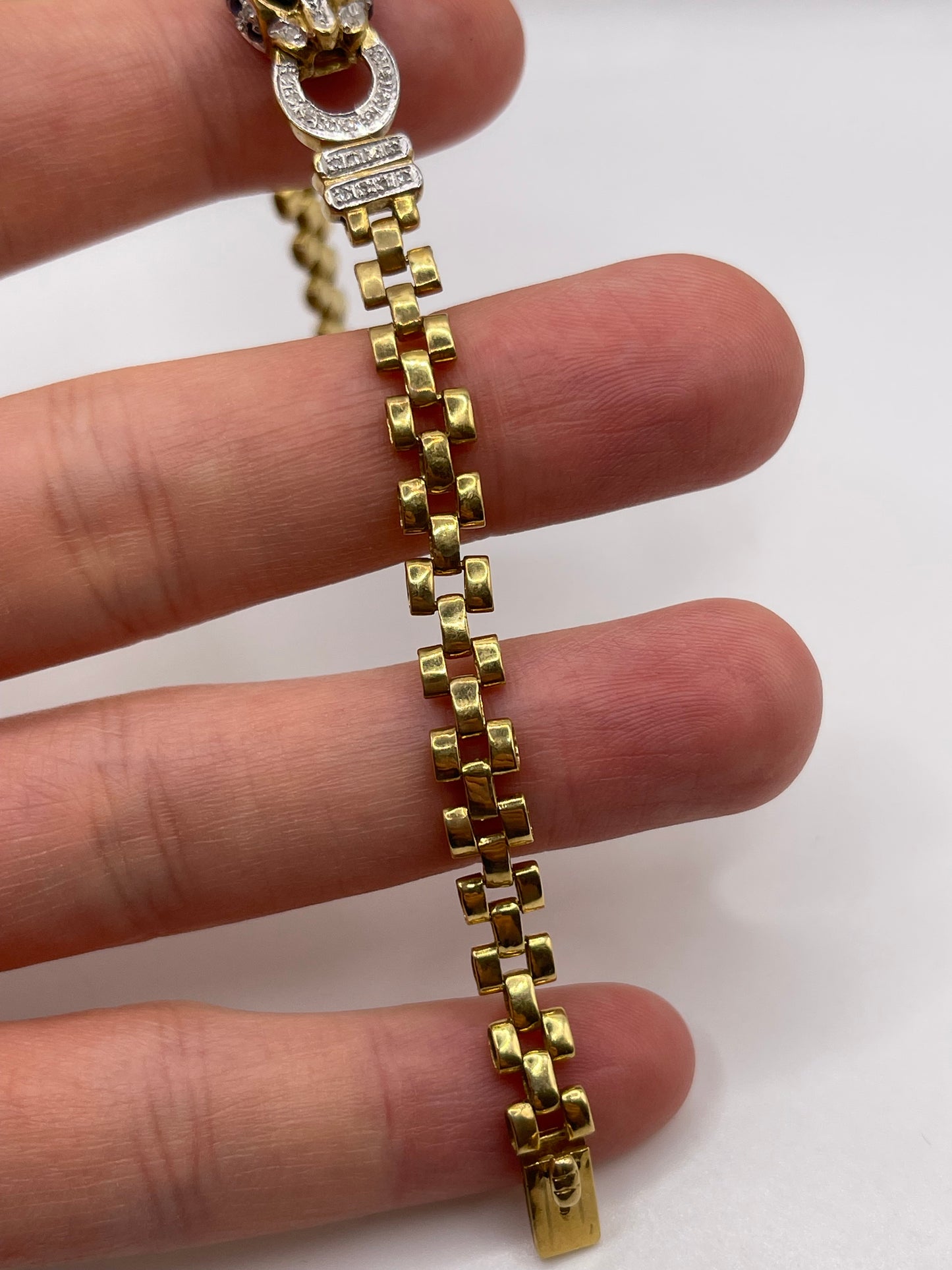 18ct gold sapphire and diamond panther bracelet