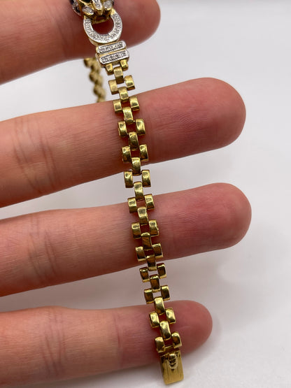 18ct gold sapphire and diamond panther bracelet