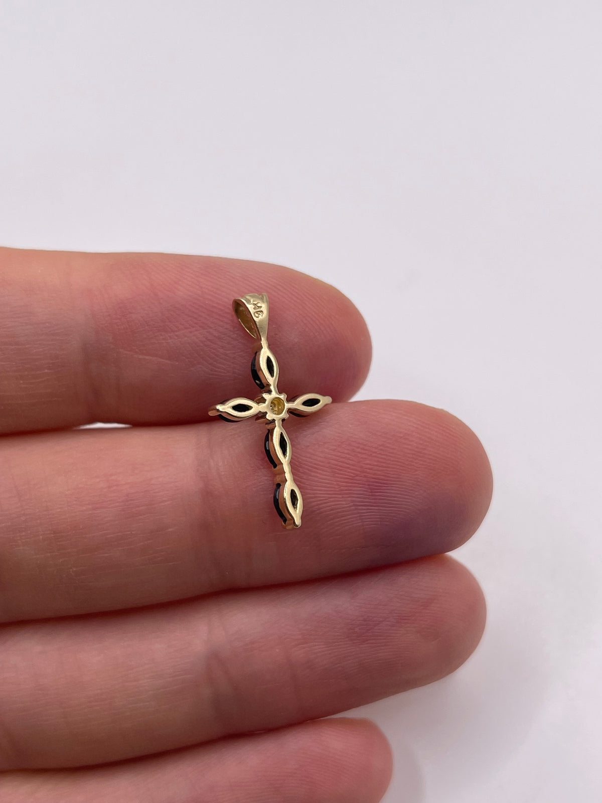 9ct gold sapphire and diamond cross pendant