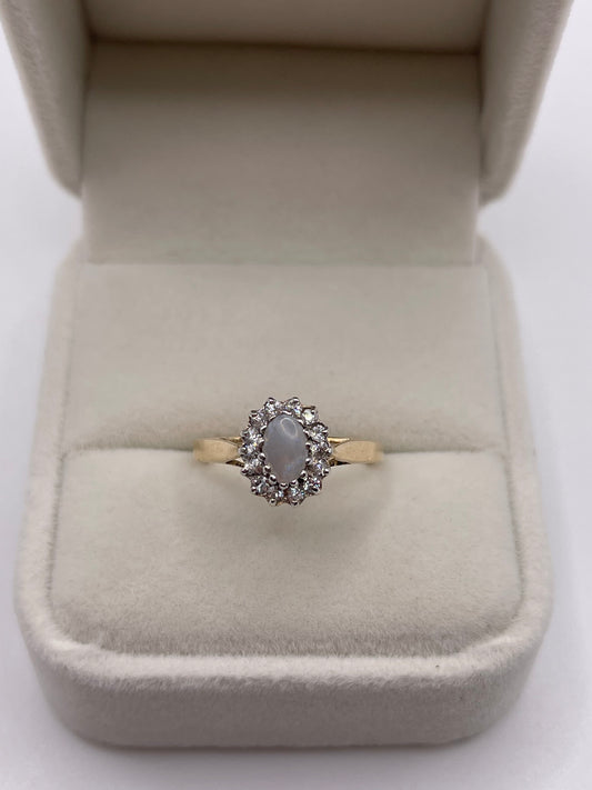 9ct gold opal and cz ring