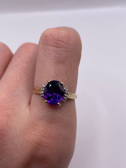 9ct gold amethyst and diamond ring