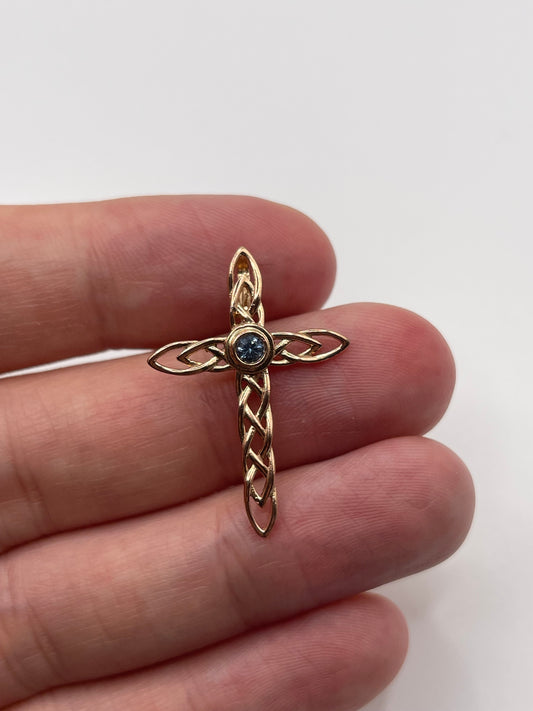 Clogau 9ct rose gold topaz cross pendant