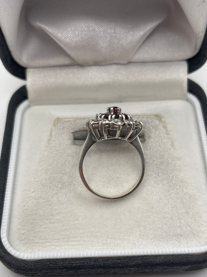 18ct white gold ruby and diamond ring