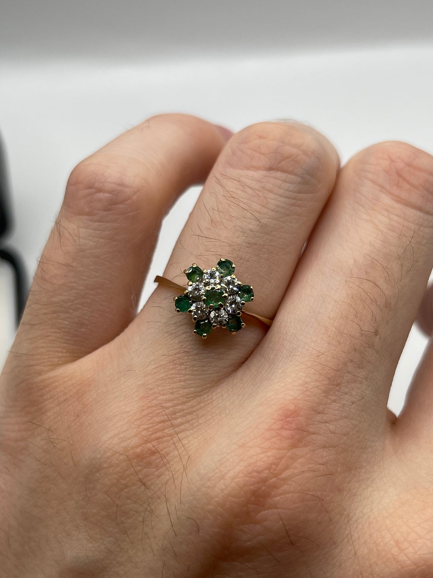 9ct gold emerald and cz ring