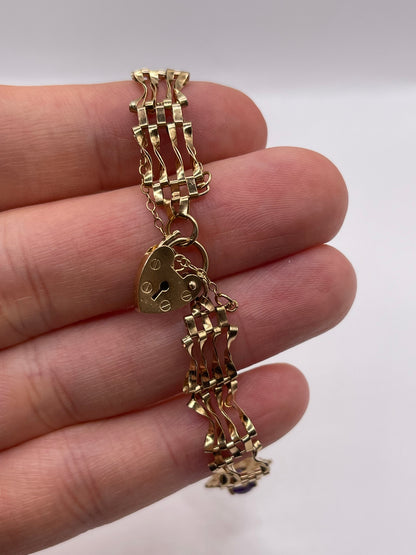 9ct gold amethyst padlock bracelet