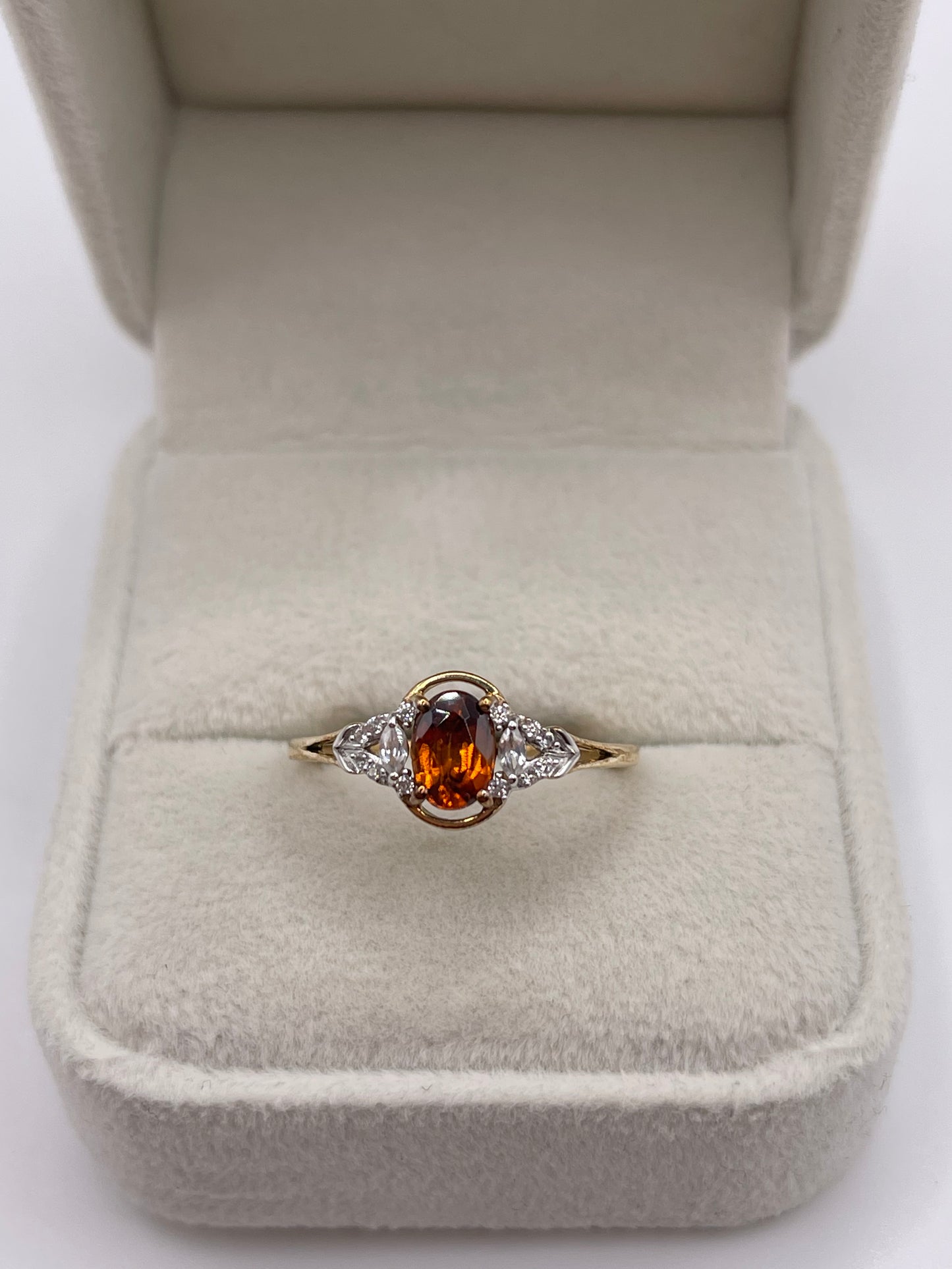 9ct gold citrine and zircon ring