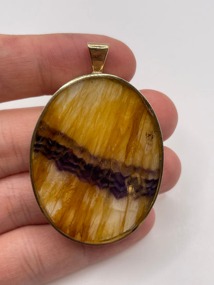 Huge 9ct gold blue John fob pendant