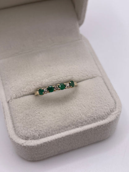 9ct gold emerald and diamond ring