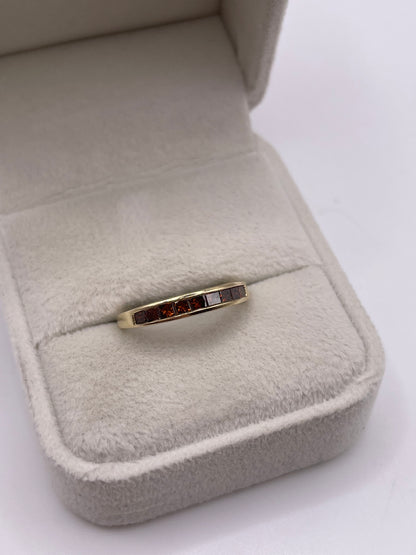 9ct gold red diamond ring