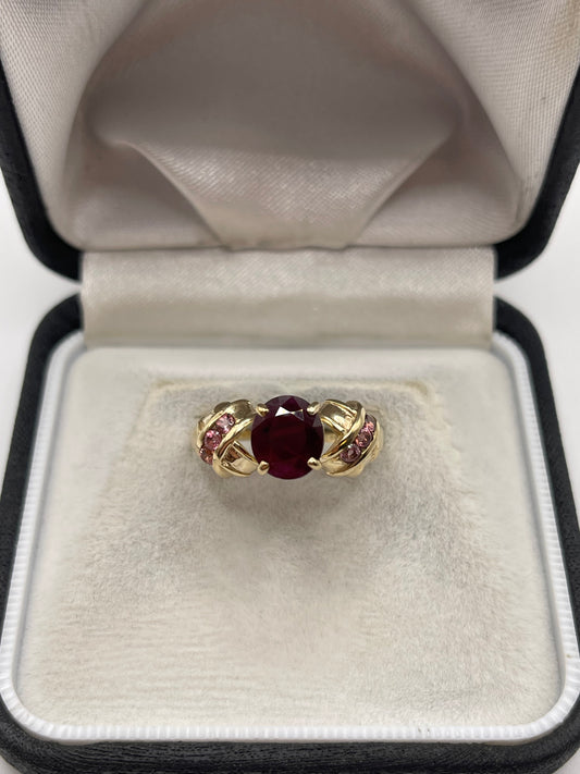 9ct gold ruby and tourmaline ring