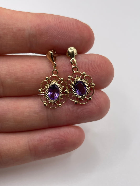 9ct gold amethyst earrings