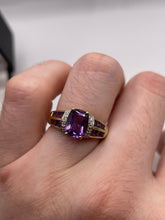 Load image into Gallery viewer, 9ct gold amethyst and diamond ring
