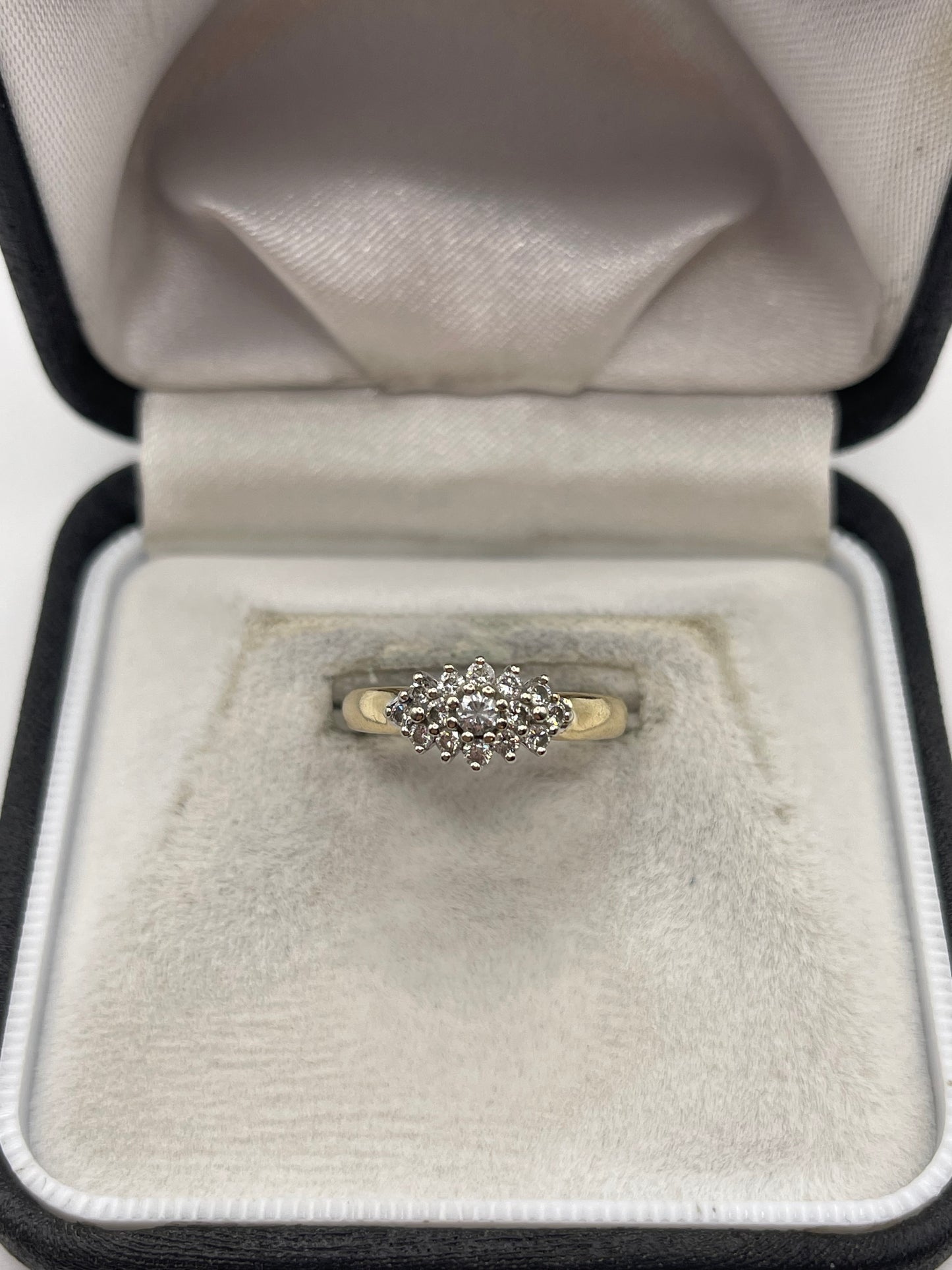 9ct gold 35 point diamond cluster ring