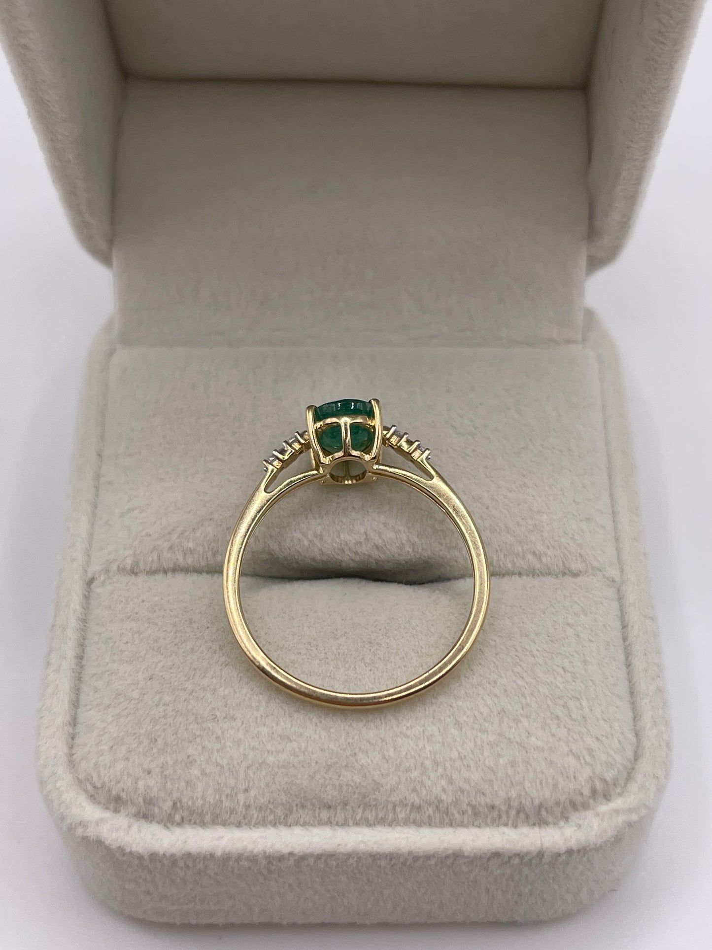 9ct gold emerald and zircon ring