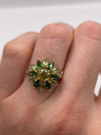 9ct gold multi gemstone cluster ring