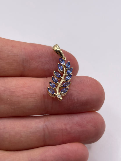 9ct gold tanzanite and diamond pendant
