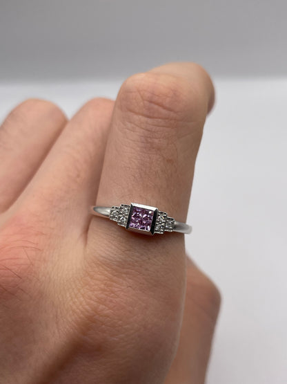 9ct white gold pink sapphire and diamond ring