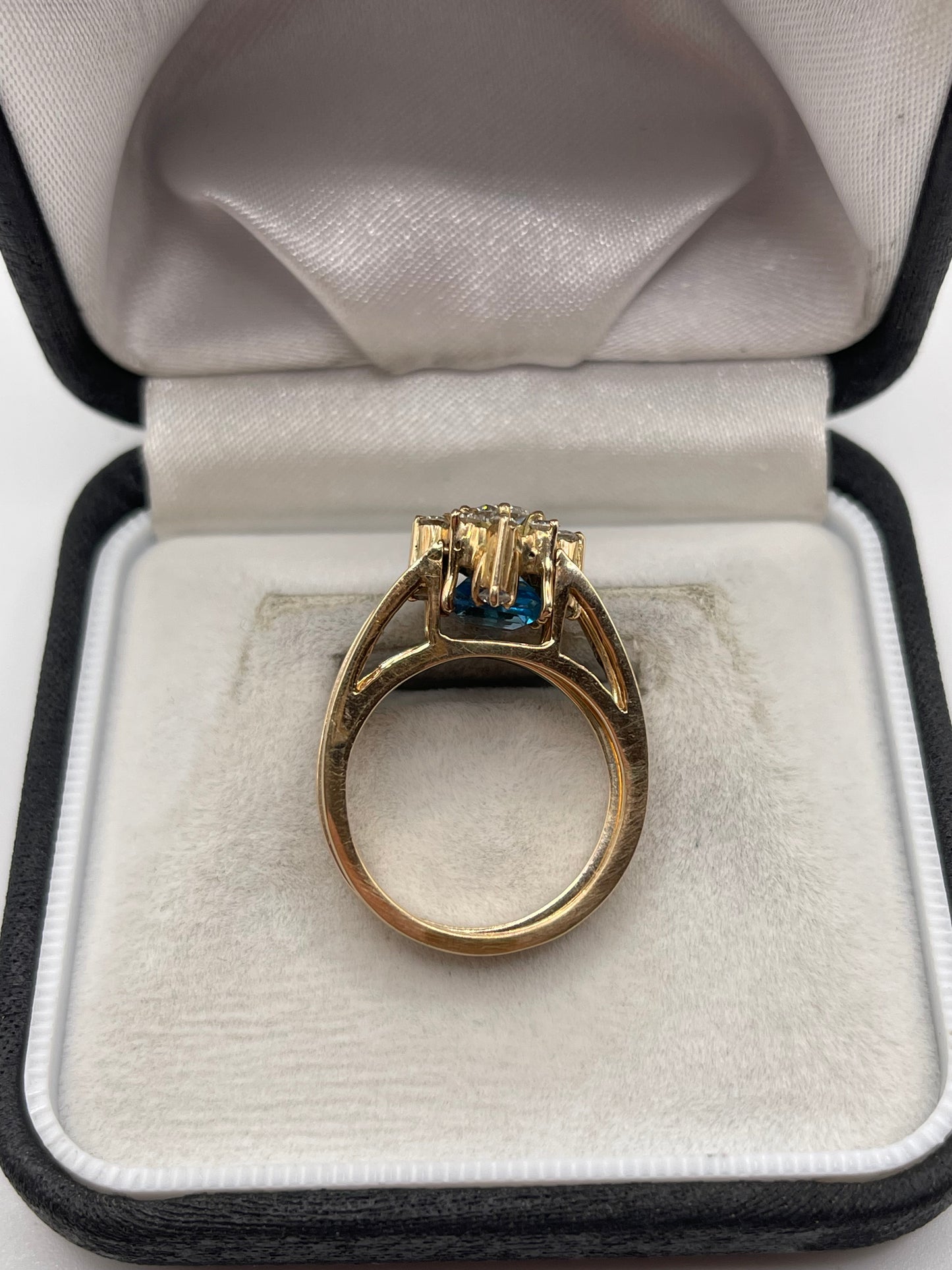 14ct gold topaz and diamond flip ring