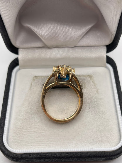 14ct gold topaz and diamond flip ring