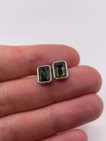 9ct white gold tourmaline earrings