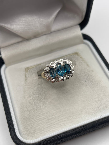 9ct gold topaz and diamond ring