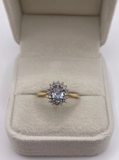 9ct gold sapphire and diamond ring