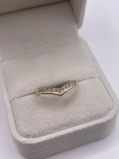 9ct gold diamond wishbone ring