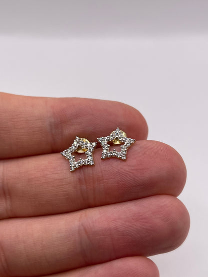 9ct gold cz star earrings