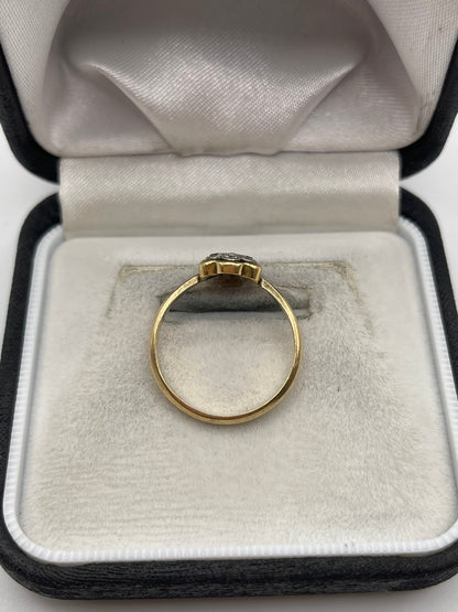 9ct gold platinum diamond cluster ring