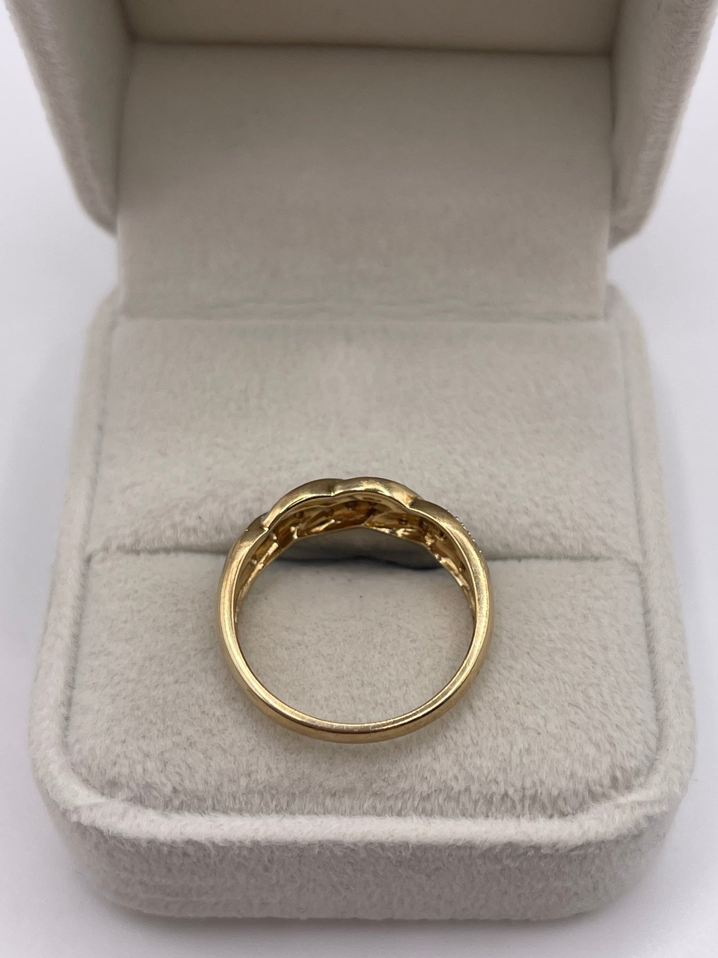 9ct gold diamond knot ring