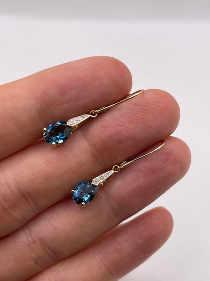 9ct gold topaz and diamond earrings