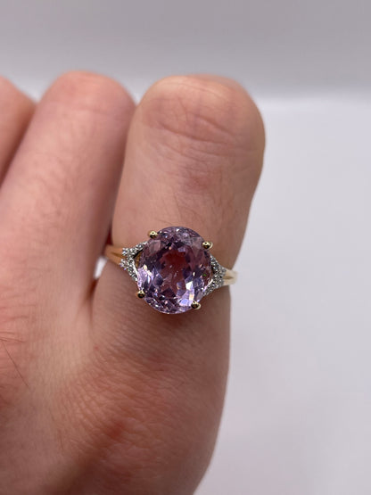 14ct gold kunzite and diamond ring