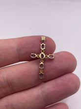 Load image into Gallery viewer, 9ct gold tanzanite and diamond cross pendant
