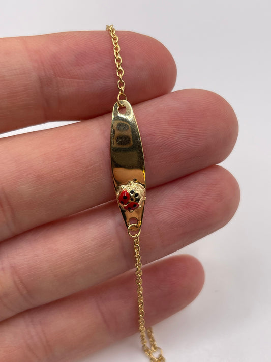 9ct gold enamelled ladybird bracelet