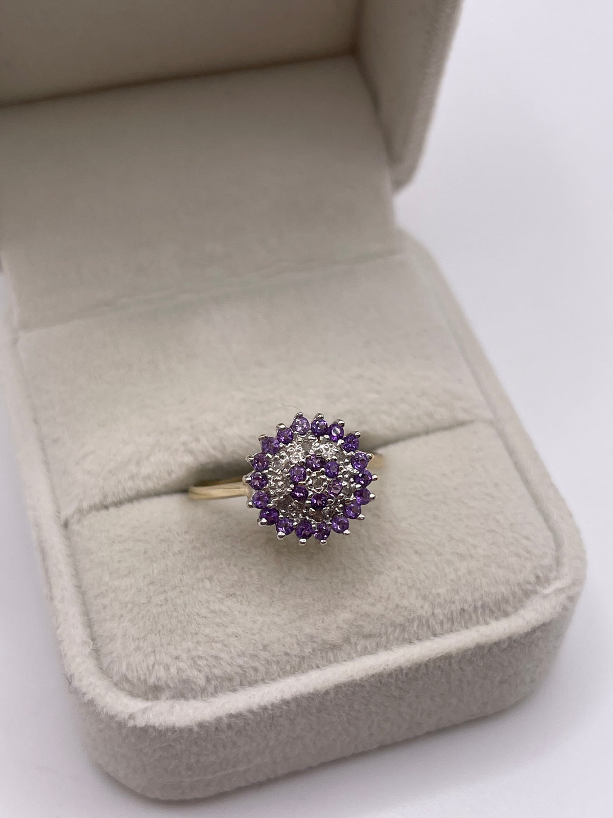 9ct gold amethyst and diamond ring