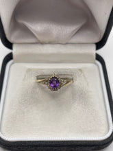 Load image into Gallery viewer, 9ct gold amethyst and diamond ring
