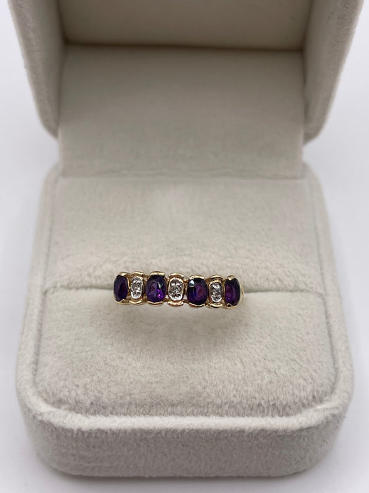 9ct gold amethyst and diamond ring