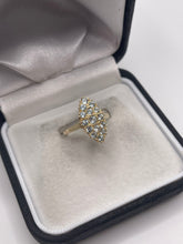 Load image into Gallery viewer, 9ct gold blue topaz navette ring
