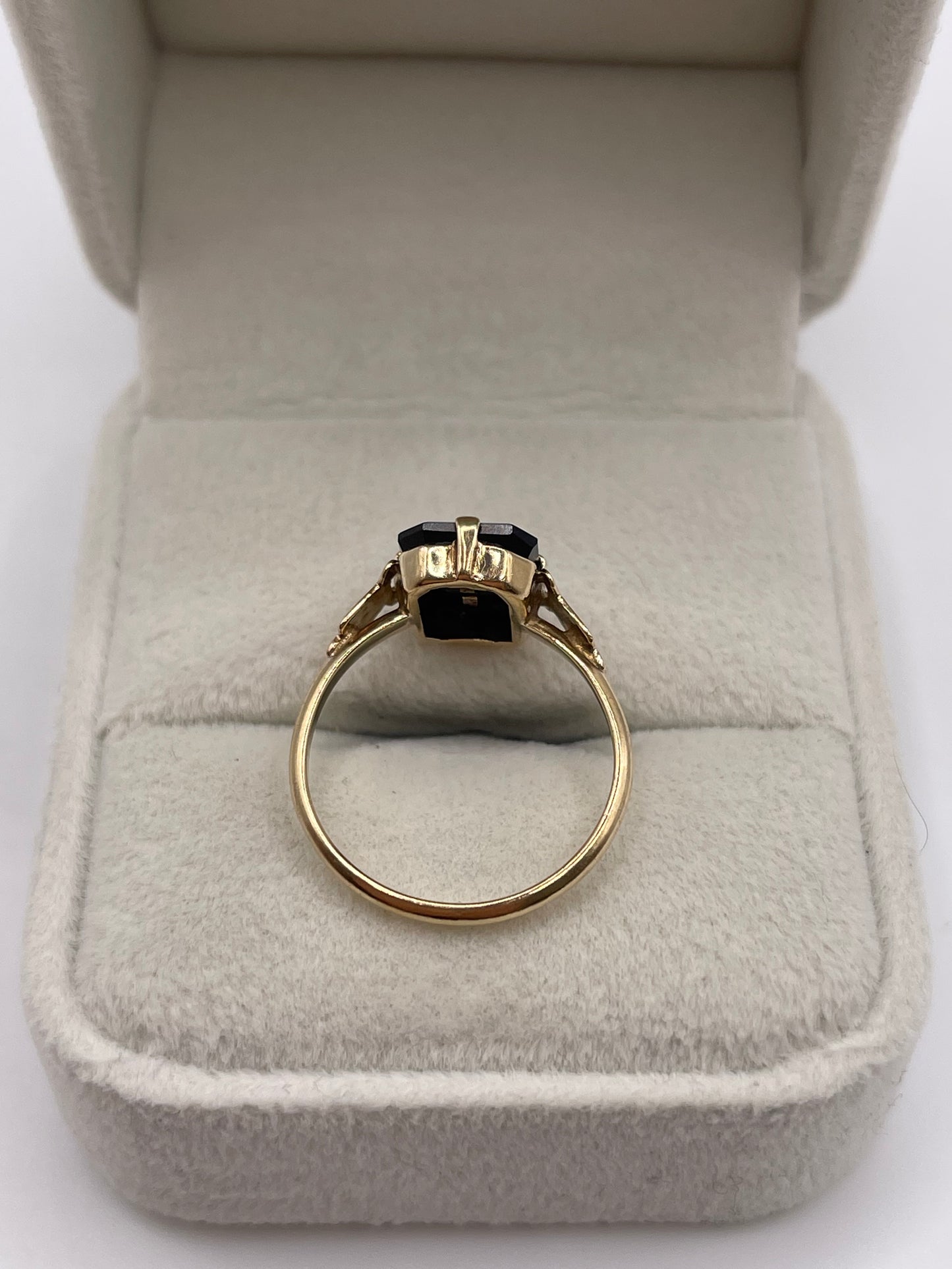 9ct gold onyx initial ring