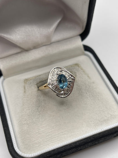 9ct gold topaz and diamond ring