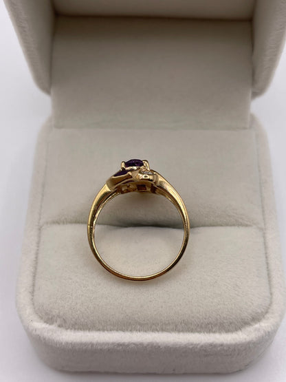 9ct gold amethyst and diamond ring
