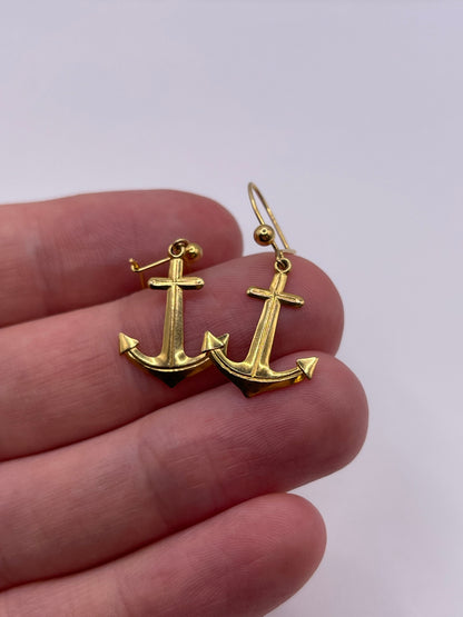 9ct gold anchor earrings