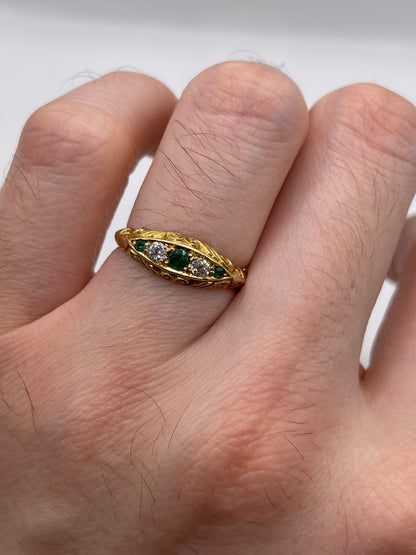Antique 18ct gold emerald and diamond ring